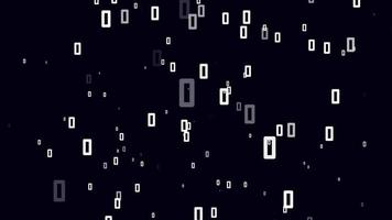 White rectangle particle motion background. Faded wallpaper animation with black color. Flying bubble. video