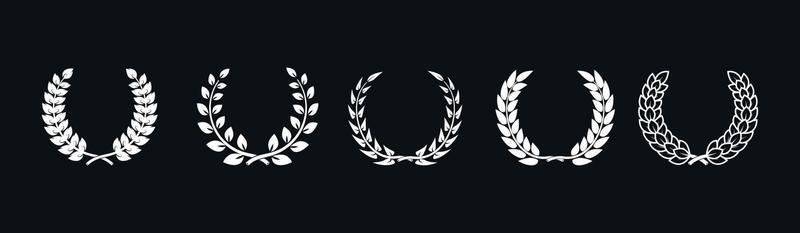 laurel wreaths vector isolated on black background