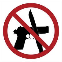 No Weapon Allowed In This Area Sign vector