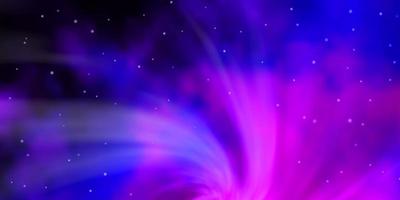 Dark Purple, Pink vector background with colorful stars.