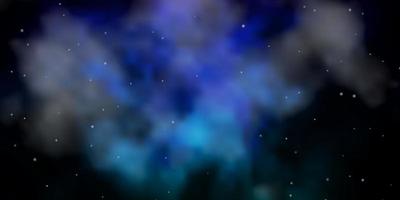 Dark Multicolor vector background with colorful stars.