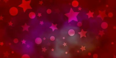 Light Red vector background with circles, stars.