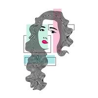 Beautiful girl face art vector illustration