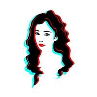 Beautiful girl face portrait with glitch effect vector