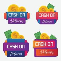 Set of Cash on Delivery Gradient Badges Icon Collection. Online Shop Design Concept Vector Illustration