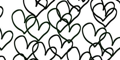 Light Green vector pattern with colorful hearts.