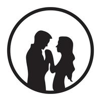 couple silhouette icon in circle vector