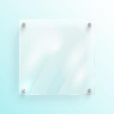 Vector illustration, realistic glass plate, acrylic plaque template. Background for your design
