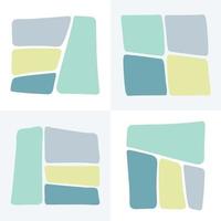 4 Rectangle Collage Template with Hand Drawn Shapes vector