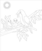 Funny Bird-coloring page vector