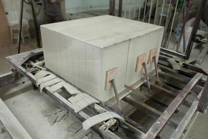 Foam concrete blocks production. Lightweight construction brick. Lightweight foamed gypsum block. photo