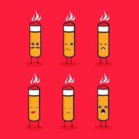 Cute emoticon cigarette design template vector