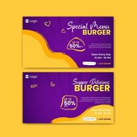 fondo de diseño de banner vertical de hamburguesa o comida rápida con plantilla vectorial vector