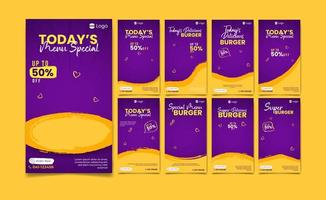 Fast food banner template stories post for social media. vector