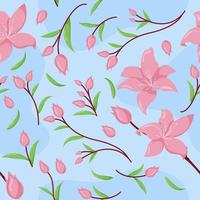 Cute Cherry Blossom Seamless Pattern Background vector