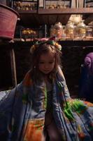 Ukrainian kid takes shelter in her basement. Stop war
