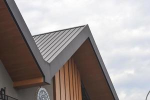 Summarecon, Bekasi, West Java, Indonesia, March 5th 2022.Tropical roofs on commercial estate buildings photo