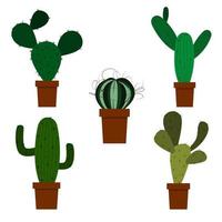 A set of cacti, green cacti in a pot vector