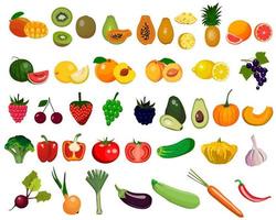 set of vegetables and fruits, isolated on a white background vector