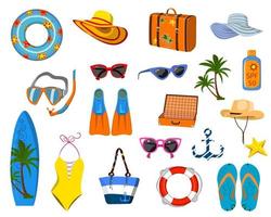 a set of things for vacation, vacation at the sea, beach things. vector