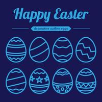 happy easter decorative outline eggs collection vector design element