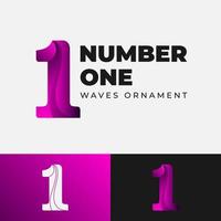number one gradient waves texture vector logo design