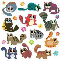 Cute Adorable Fluffy Kitten Collection vector