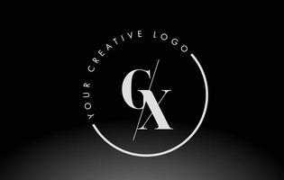 White GX Serif Letter Logo Design with Creative Intersected Cut. vector