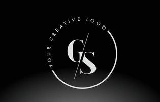 diseño de logotipo de letra gs serif blanco con corte cruzado creativo. vector