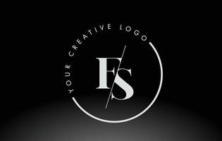 White FS Serif Letter Logo Design with Creative Intersected Cut. vector