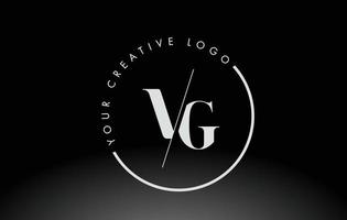 White VG Serif Letter Logo Design with Creative Intersected Cut. vector