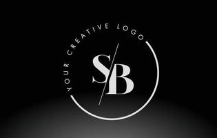 White SB Serif Letter Logo Design with Creative Intersected Cut. vector