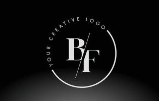 White BF Serif Letter Logo Design with Creative Intersected Cut. vector