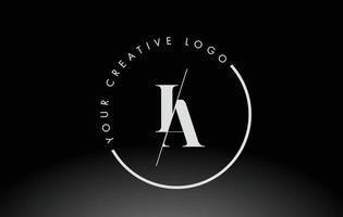 White IA Serif Letter Logo Design with Creative Intersected Cut. vector