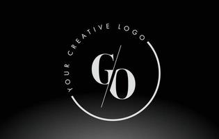 White GO Serif Letter Logo Design with Creative Intersected Cut. vector