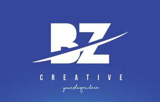 BZ B Z Letter Modern Logo Design withWhiteYellow Background and Swoosh. vector