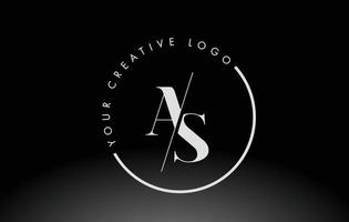 White AS Serif Letter Logo Design with Creative Intersected Cut. vector