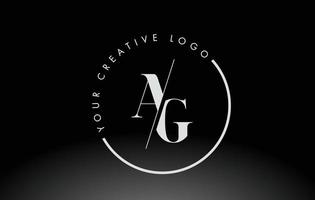 diseño de logotipo de letra ag serif blanco con corte cruzado creativo. vector