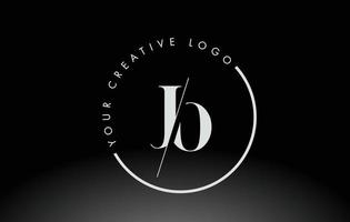 diseño de logotipo de letra jo serif blanco con corte cruzado creativo. vector