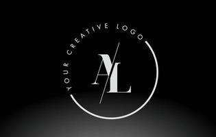 White AL Serif Letter Logo Design with Creative Intersected Cut. vector
