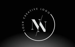 White NN Serif Letter Logo Design with Creative Intersected Cut. vector