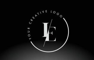 White IE Serif Letter Logo Design with Creative Intersected Cut. vector