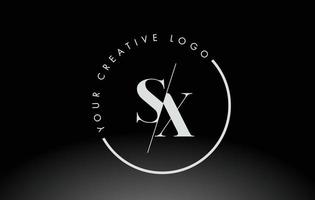 diseño de logotipo de letra blanca sx serif con corte cruzado creativo. vector