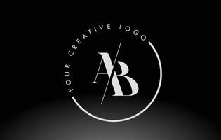 White AB Serif Letter Logo Design with Creative Intersected Cut. vector