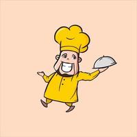 ejemplo lindo feliz de la historieta de la mascota del cocinero vector
