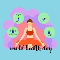 día mundial de la salud, estilo de vida saludable, . ilustración vectorial del día mundial de la salud, evento internacional. el 7 de abril de cada año. vector