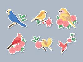 Spring Birds Sticker Set vector