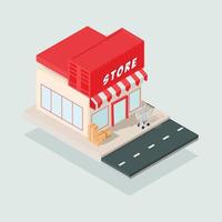 vector store building isometric illustration