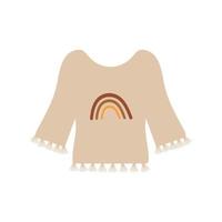 Boho outfit. Fringed blouse with rainbow print. vector