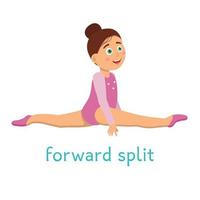 Girl doing gymnastic forward split vector
